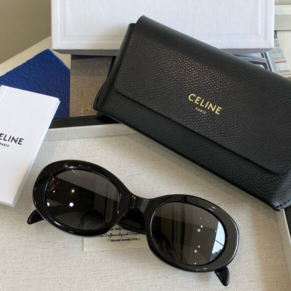 Celine Triomphe Oval Black Sunglasses - Picture 1 of 6